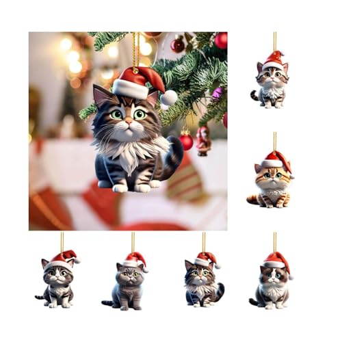 Cat Christmas Tree Ornaments, Cute Cat Gifts for Women, Acrylic 2D Christmas Decorations for Cat Women/Cat Lovers Friends, Hanging Funny Decoration Pendant Ornament 2025 for Bag Car (1, B)