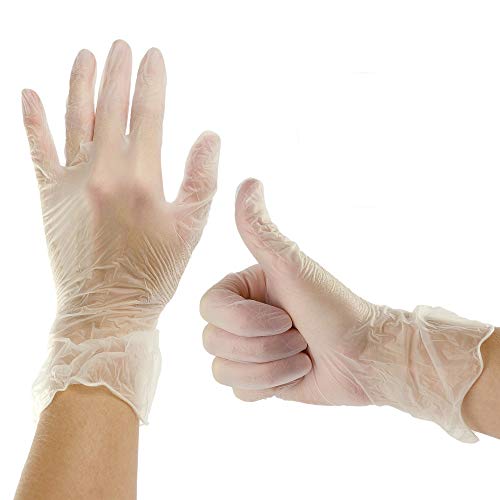 Plasticpro Disposable Vinyl Gloves Powder Free Plastic, Clear, Allergy