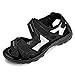 Camfosy Sport Sandals for Women, Leather Summer Sandals Athletic Hiking Outdoor Open Toe Anti Slip Walking Shoes Fisherman Beach Shoes Black 10