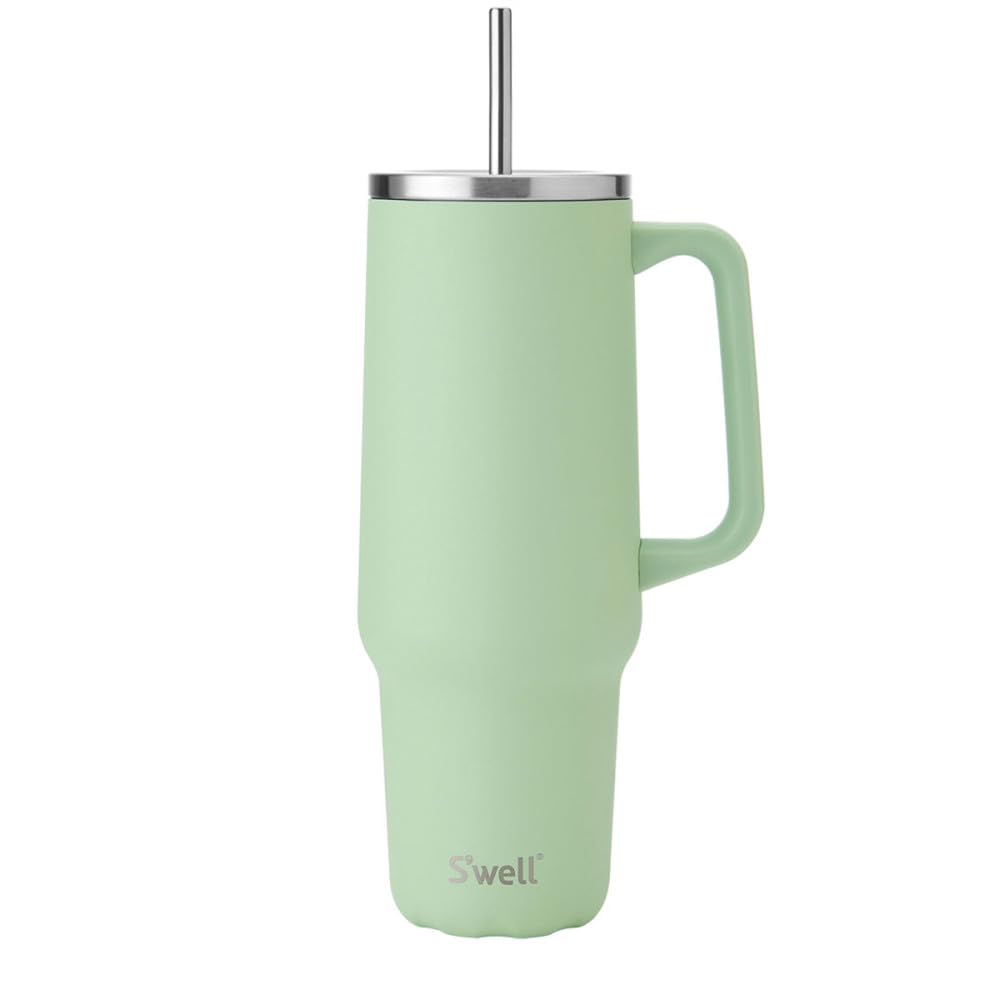 S'well Tumbler XL, Reusable Drinks Tumbler with Straw, Triple-Layered Stainless Steel Bottle, Keeps Drinks Hot for 10h & Cold for 50h, 1180ml, Pistachio