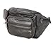Genuine Leather Fanny Pack Waist Bag Body Pouch Pockets Organizer Phone Holder (Black)
