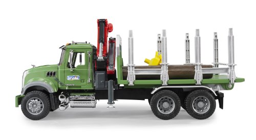 Bruder MACK Granite Timber Truck with Loading Crane and 3 Trunks