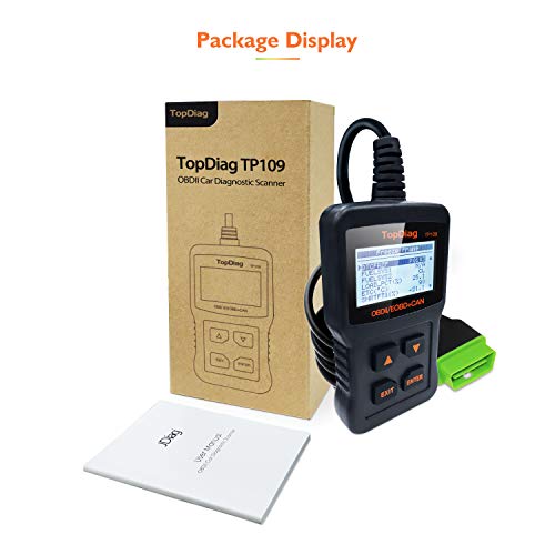 TopDiag Car Code Reader Engine Scan Tool Universal Automotive Diagnostic Tools TP-109 Auto Scanner Suitable for OBD2 Protocol/Standard 16-pin EOBD/CAN Vehicles