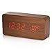 Alarm Clock, YOKKAO Digital Led Desk Clock Touch Sound Sensor Voice Control Built-in Temperature Time Display for Home and office (Wooden Color)
