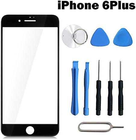 5.5 Inch iPhone 6 Plus / 6s Plus Broken Screen Front Outer Lens Glass Screen Display Touchscreen Replacement Repair Kit Tools / Adhesive Sticker Tape / Lens (Black)