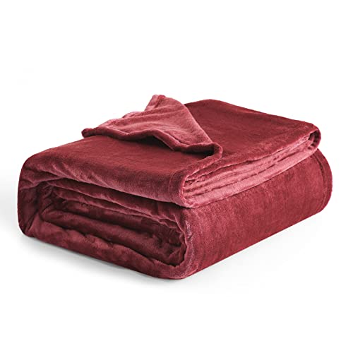 Bedsure Fleece Blankets King Size Burgundy Bed Blanket Soft