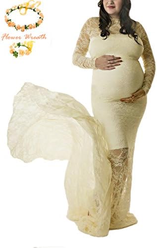 SICILY Full Lace Maternity Maxi Dress Photography Props Long Pregancy Baby Shower Gown With Train For Photo Shoot