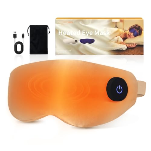 Heated Eye Mask for Dry Eyes – Upgraded Cordless Warm Eye Compress, 100% Mulberry Silk Sleep Mask with Graphene Heating, 3 Heat Levels and Auto Shut-Off, Rechargeable & Washable
