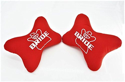 Bride Bone Seat neck Rest Cushion Headrest Pairs with Bride Racing Logo - RED
