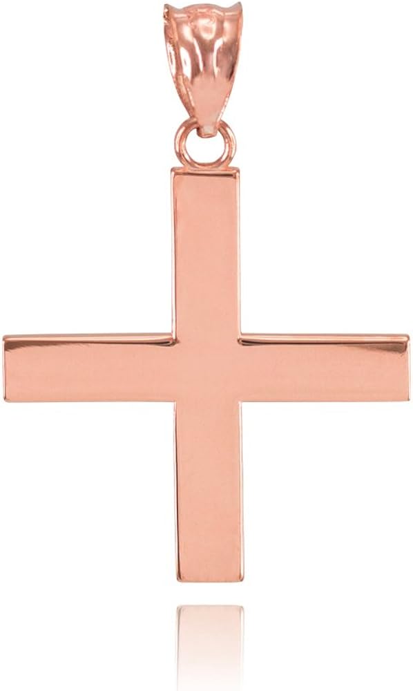 Religious Jewelry by FDJ Solid 14k Rose Gold Greek Cross Charm Pendant Jewelry