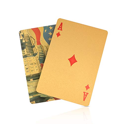 SolarMatrix Waterproof Plastic Gold Playing Cards for Great American, Poker Cards, Deck of Cards(Gold) - Thumbnail 7