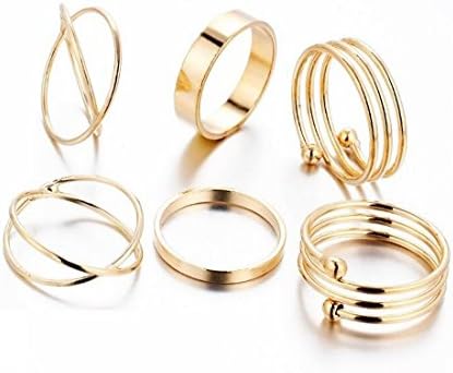 Creativelife Personality Joint Ring Tail Ring Foot Ring Set of 6 Rings-Golden