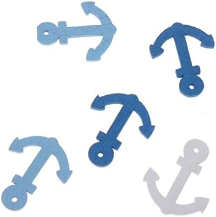 150pcs Mixed Color Boat Anchor Pattern Wooden Buttons Crafts Scrapbooking Sewing DIY