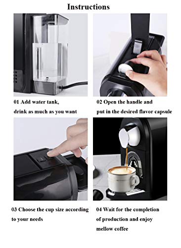 unknow Single-Service-Kapsel-Kaffeemaschine, Espressomaschine, Cappuccino Und Latte, Schwarz – Bild 6