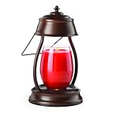 Candle Warmers Etc Hurricane Candle Warmer Lantern For Top-Down Candle Melting, Rustic Brown