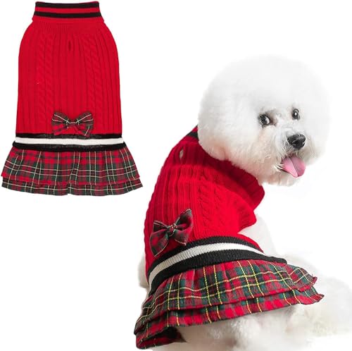 PAWCHIE Dog Sweater Dress Bowtie