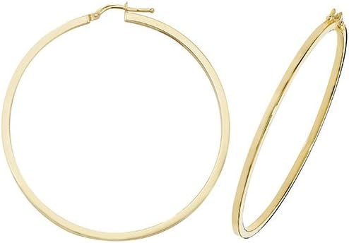 9ct Yellow Gold 50mm Hoops Earrings Brand New