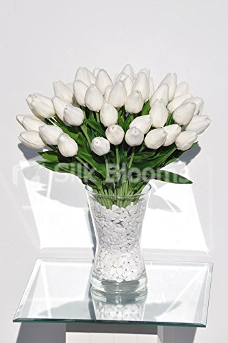 Amazon Com Silk Blooms Ltd Elegant Real Touch White Tulips In