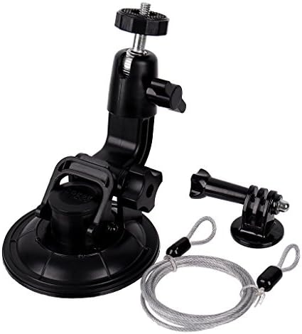 QOOKR 3.5" Strength Suction Cup Mount Tripod Adapter and Safety Tether Lanyard (3ft) Kit for GoPro Hero 7 6 5 Session,Car Windshield