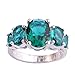 Psiroy 925 Sterling Silver Plated Created Green Topaz Filled 5 Stone Engagement Ring Band Size 7