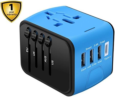 Travel Charger International All-in-one Universal Travel Adapter with High Speed 2.4A 4-port USB Power Charger (Type-c included) Worldwide Wall Charger for business travel of UK US AU EU &amp; Asia