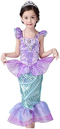 Sansberia Girl's Little Mermaid Princess Ariel Costume Girls Fancy Party Dress