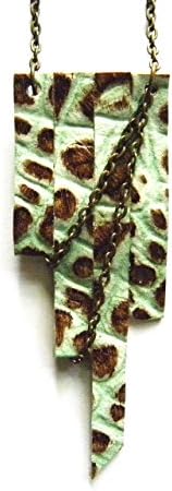 Mint Chocolate Chip Faux Croc Leather Statement Necklace