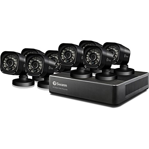 Swann - PRO SERIES HD 8-Channel, 8-Camera Outdoor Wired 500GB DVR Surveillance System - Black