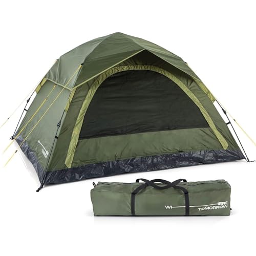 Where Tomorrow Pop up Wurfzelt für 4 Personen | für Camping, Outdoor, Festival, Strand & Party | mit Sonnenschutz & Regenschutz | Sekundenzelt - leich
