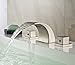 Rozin Widespread 3 Holes Waterfall Bathroom Basin Faucet Double Handles Mixer Tap Brushed Nickel