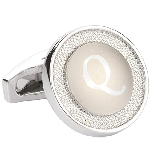 GWD Cufflinks for Men Shirt Premium Quality Personalized Initials Alphabet A-Z Gift Box (Silver Q) - Thumbnail 4