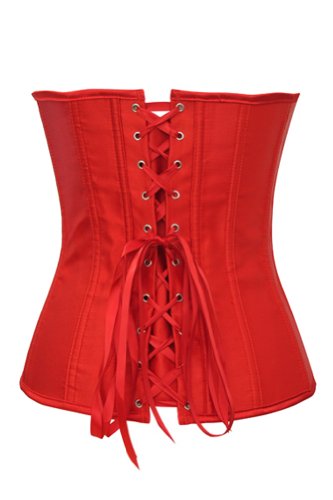 Chicastic-Black-Satin-Sexy-Strong-Boned-Corset-Lace-Up-Bustier-Top-Also-White-Red