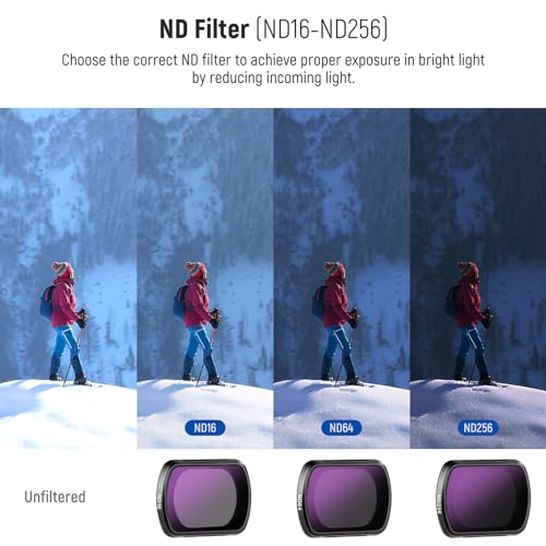 NEEWER Magnetic ND & CPL Filter Kit Compatible with DJI OSMO Pocket 4 & Pocket 3, 4 Pack Neutral Density ND16 ND64 ND256 CPL Polarizing Filters, Multi Coated HD Optical Glass/Ultra Slim Aluminum Frame