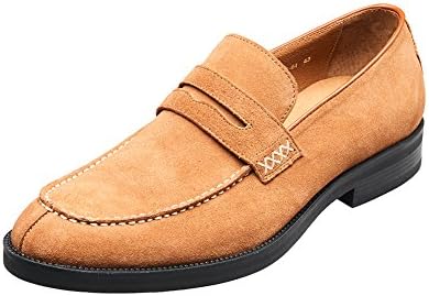 KINGSTEP Men's Classic Suede Leather Loafers Fashion Slip On Boat Shoes (8, Brown)