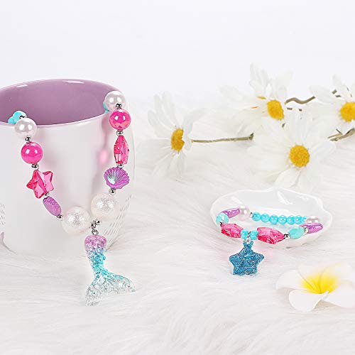 Tacobear Meerjungfrau Kuscheltier Meerjungfrau Plüsch Spielzeug mit Meerjungfrau Puppe Muschel Tasche Halskette Armband… – Bild 7