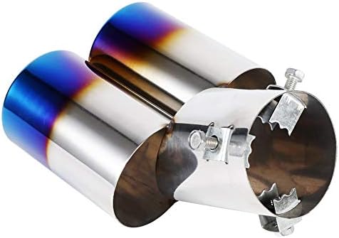 Yinroom Car Exhaust Tailpipe Tip 1 Pcs Universal Stainless Steel Car Rear Dual Outlets Exhaust Muffler Tail Pipe Tip Tailpipe for Truck Cars