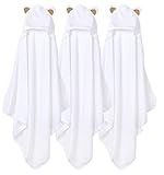 100% Bamboo Hooded Baby Towel Swaddlers Wrap Newborn - Washcloth White Crib Hood Blanket for infant Toddler Kids Girl Boy|Bathtub Bubble Outfit Suit Set|Hoodie Shower Swaddle Set for Travel,Beach,Swim