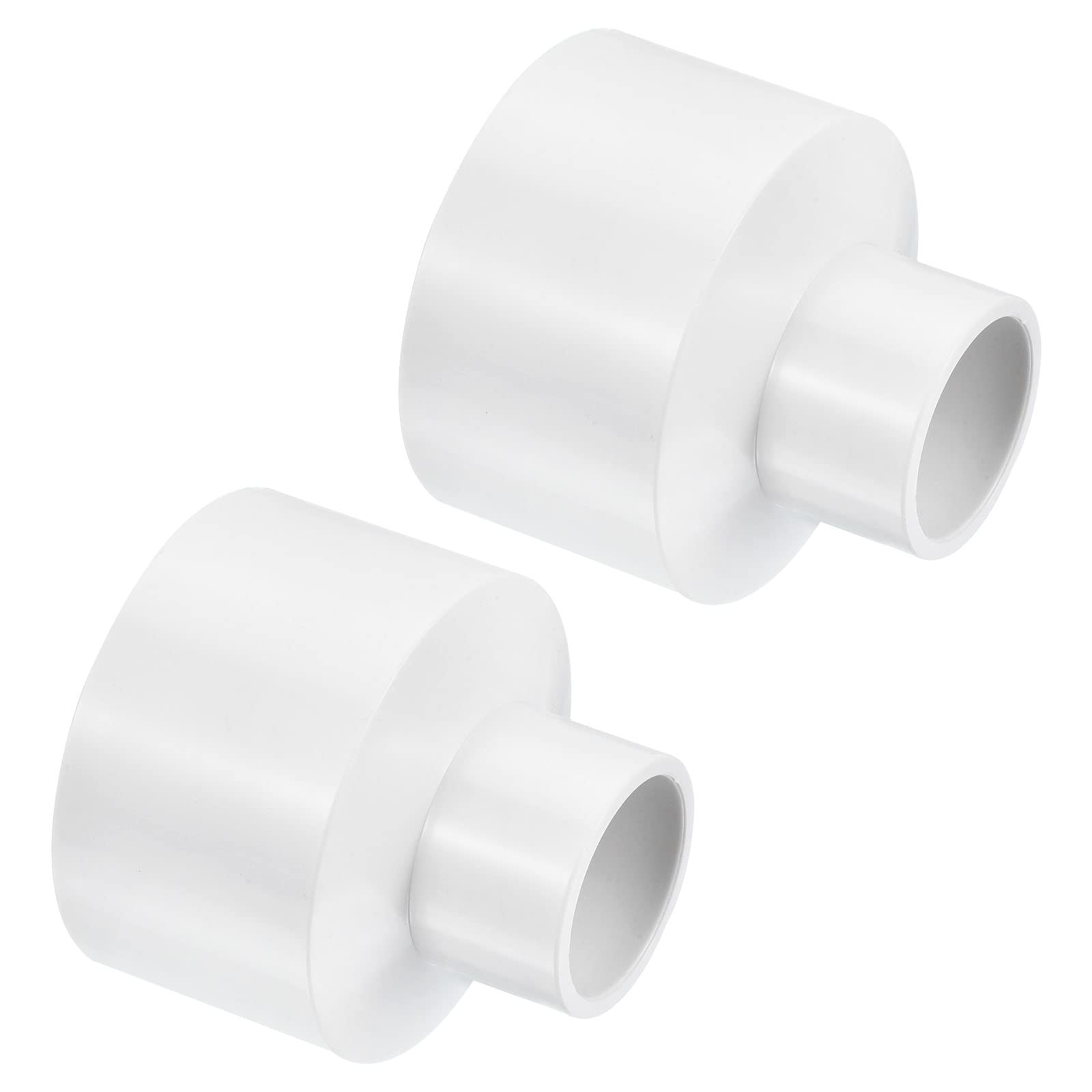 PATIKIL PVC Reducer Pipe Fitting 50mm to 25mm ID, 2 Pack Straight Coupling Adapter Connector, White — image 1