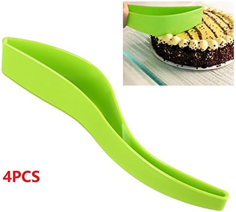 4PCS BeautyMood Cake Knife New Cake Pie Slicer Sheet Cutter Server Bread Slice Kitchen Knife Easy Safe For Kids,Bread Slice Knife Kitchen Gadget. Easy Cutting And Serving For Wedding Party!(Green)