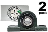PGN - UCP204-12 Pillow Block Mounted Ball Bearing - 3/4" Bore - Solid Cast Iron Base - Self Aligning (2 Pack)