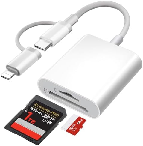 [Certificado Apple MFi] Lector Tarjetas SD para Phone Pad, Lightning USB C Adaptador de Tarjeta de Memoria para MicroSD/SD, SD Card Reader para iPhone16 15/iPad/Macbook/Teléfonos Android/Cámara — foto 1 de 7
