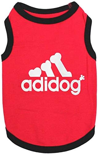 Crazy Prints 100% Cotton Red Printed t Shirt for Dogs (Adidog, XL(8-11KG))