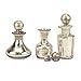 Stonebriar Antique Silver Mercury Glass Decorative Bottles with Stoppers Set