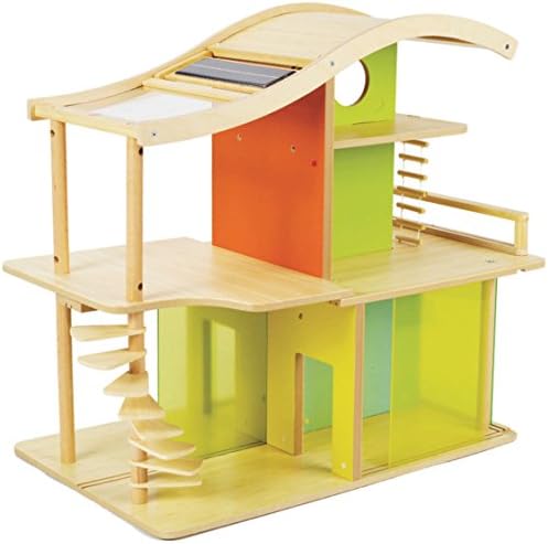 Sunshine Unique Modern Design Dollhouse With Solar Panels Power LED Lights