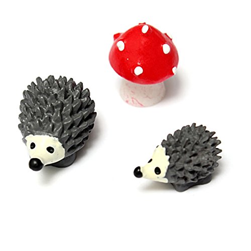 KINGSO 3pcs Miniature Plant Pots Bonsai Craft Micro Landscape DIY Decor,Hedgehog Mushroom