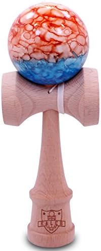 Orange &amp; Blue Marble Kendama And Extra String