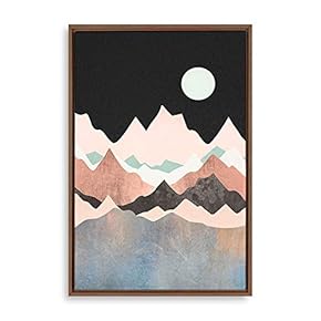 Framed Canvas Home Artwork Decoration Natural Landscape Golden Moon Canvas Wall Art for Living Room, Bedroom - 16x24 inches