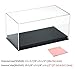 Combination of Life Acrylic Collectibles Countertop Display Case with Removable Riser Lift-Off Top & Black Leather Base(Stitched in Red)