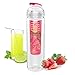 Large 32 oz Fruit Infused Water Bottle - FREE 30 Page Ebook with 100 Recipes Included - Exclusive Colors