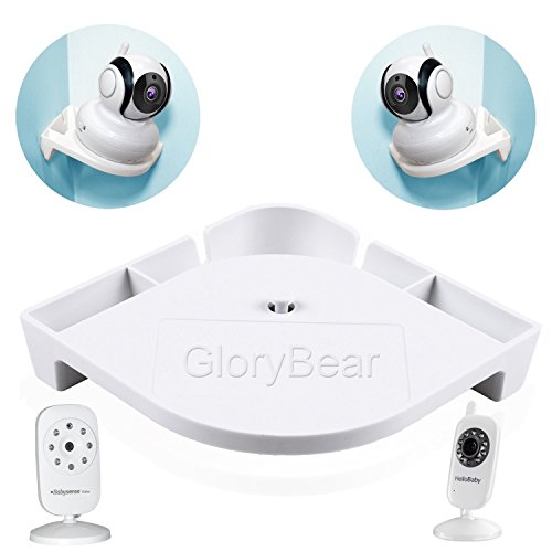 GloryBear Baby Monitor Camera Corner Shelf - for Crib, Wall Mount by Sticker, fits Infant Optics, Babysense, Motorola, Summer Infant, Hello Baby and Other Universal Monitors (Corner)